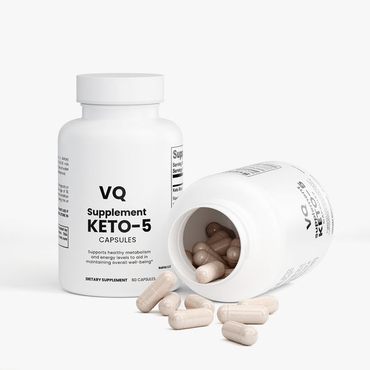 Coffee Vitaliq Keto-5 supplement bottle for ketogenic energy and focus