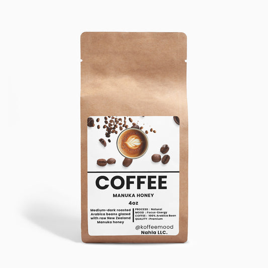 Manuka Honey Coffee 4oz – naturally sweet, wellness-focused coffee blend made with Arabica beans and pure Manuka honey

